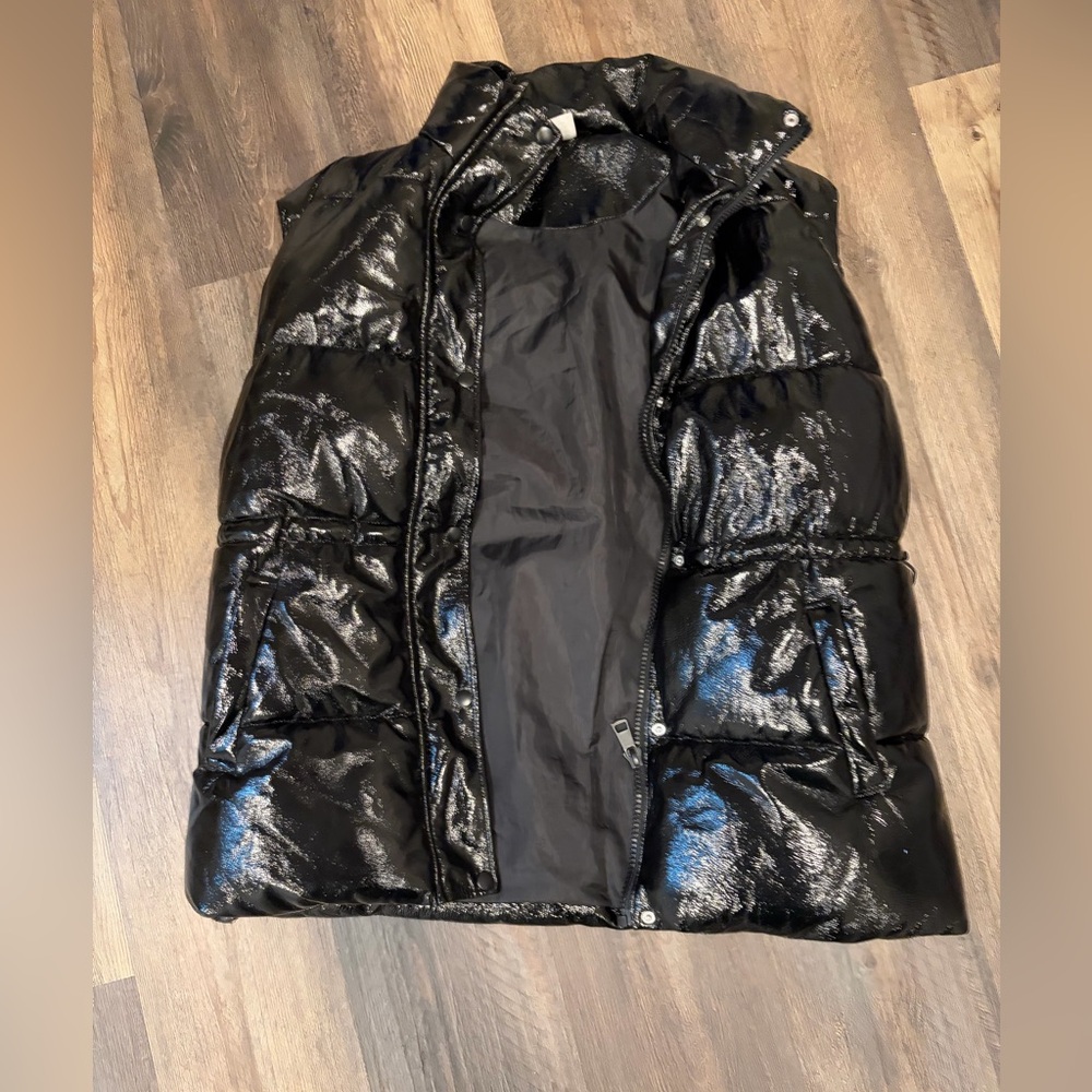 REVOLVE Glossy Black Quilted Vest